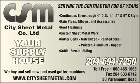 city sheet metal winnipeg|sheet metal suppliers Winnipeg.